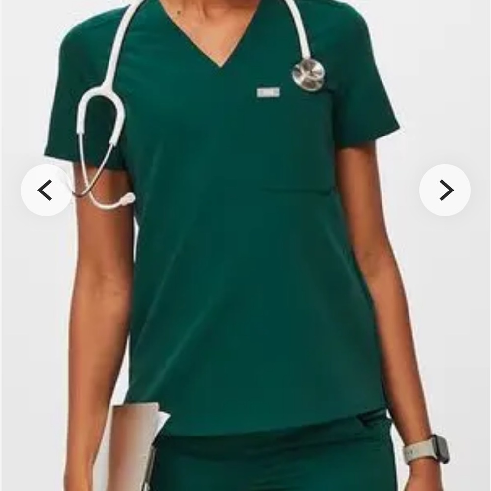 Women's Green Figs Scrub Top XS
